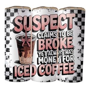 Pink and Black Iced Coffee Tumbler 20oz